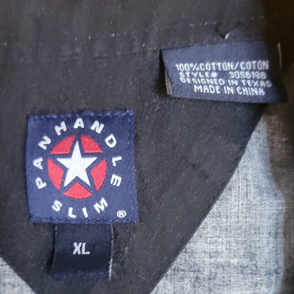 Panhandle Slim Mens Western Shirt XL Blue Panel Horses Pearl Snap Closure - Picture 7 of 7